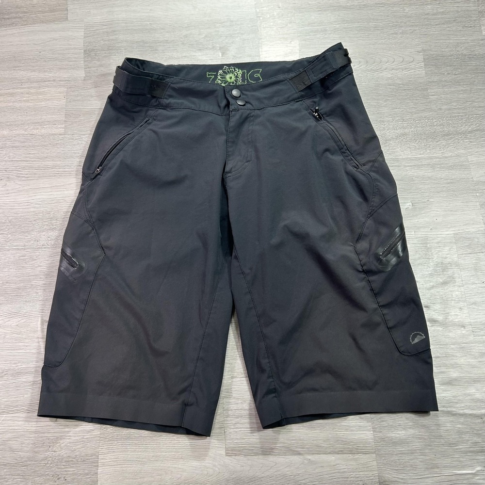 Zoic Cycling Shorts Mens Small Black Adjustable Waist Zip Pockets MTB Trail